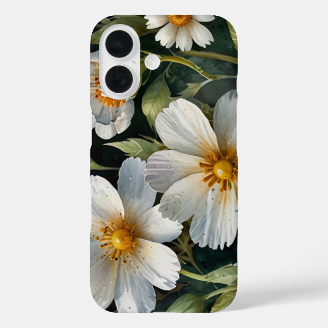 Funda iPhone 16 Elegantes hermosas flores blancas acuarela chic (Reverso )