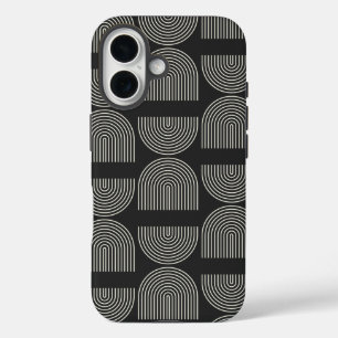 Funda iPhone 16 Elegantes líneas de arco mod del siglo medio de co