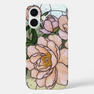 Funda iPhone 16 Elegantes Peonies Rosa Ilusión De Vidrio Manchado