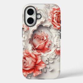 Funda iPhone 16 Elegantes Rosas 3D, abejas y belleza botánica