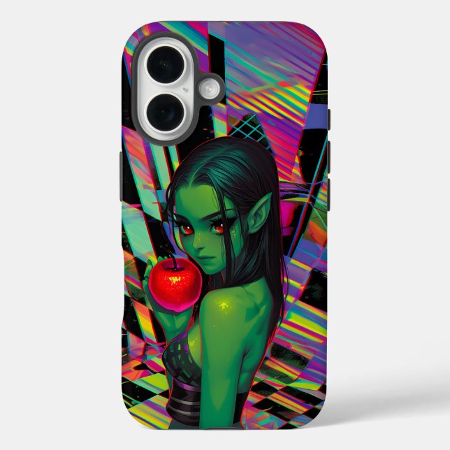 Funda iPhone 16 Elf de cuento de hadas cibernéticas con Apple de C (Reverso )