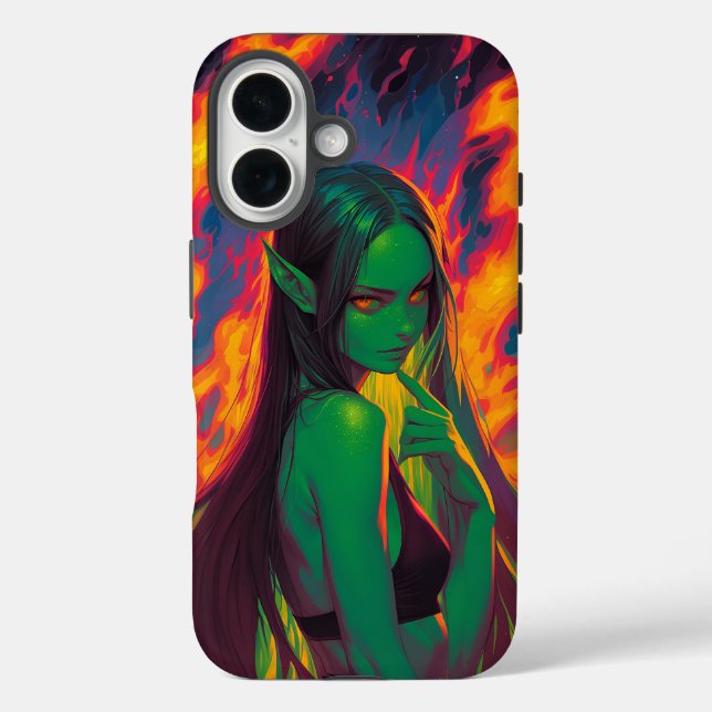 Funda iPhone 16 Elf de marea infernal con ojos pepinos (Reverso )