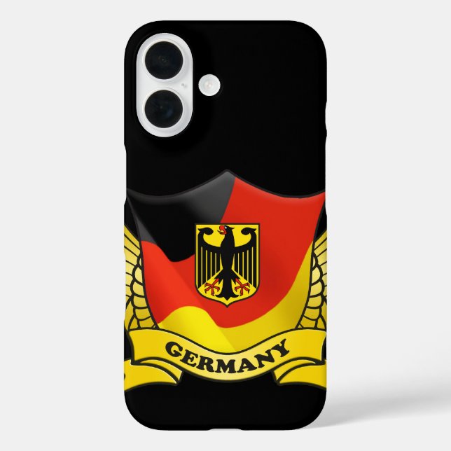 Funda iPhone 16 Emblema de bandera de Alemania (Reverso )