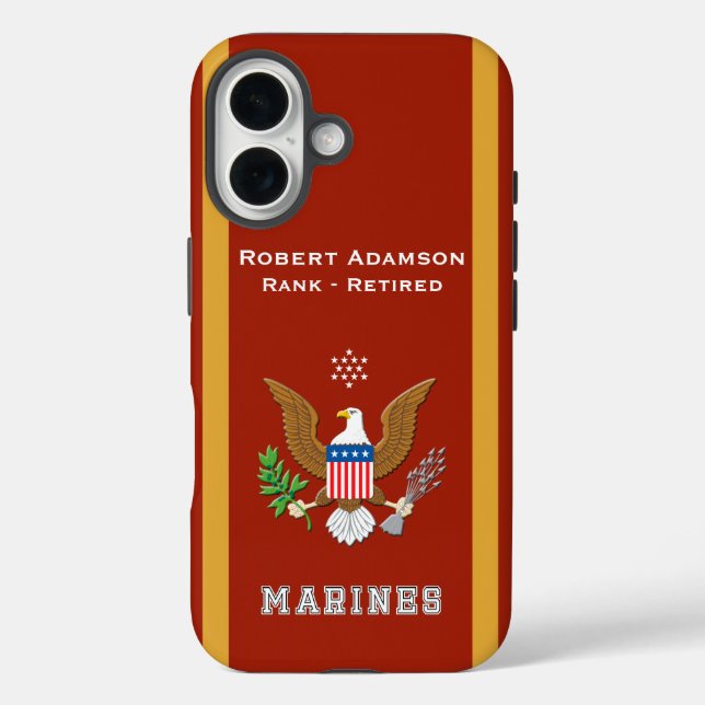 Funda iPhone 16 Emblema de Defensa Americana - Personaliza con Nom (Reverso )