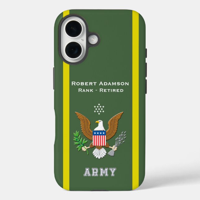 Funda iPhone 16 Emblema de Defensa Americana - personalizar con no (Reverso )