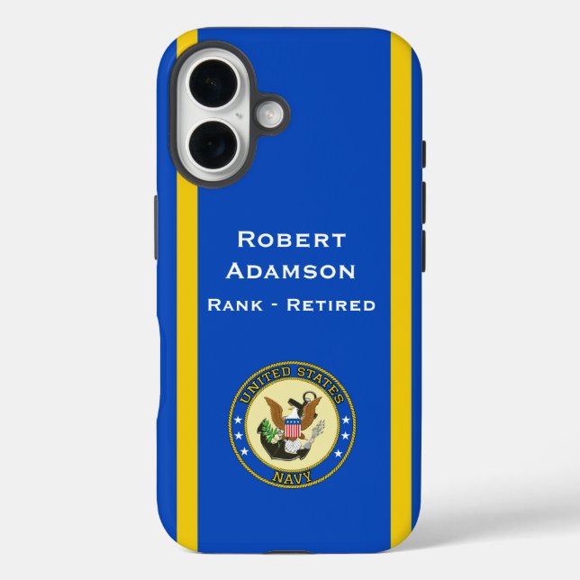 Funda iPhone 16 Emblema de la Marina de Estados Unidos y personali (Reverso )