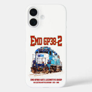 Funda iPhone 16 EMD GP38-2 Locomotora diesel GATX azul y blanco