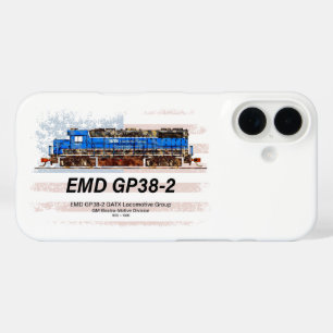 Funda iPhone 16 EMD GP38-2 Locomotora diesel y bandera estadounide