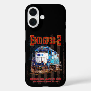 Funda iPhone 16 EMD GP38-2 Locomotora diesel y bandera estadounide