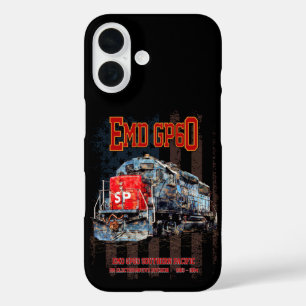Funda iPhone 16 EMD GP60 Locomotora Diesel y bandera estadounidens