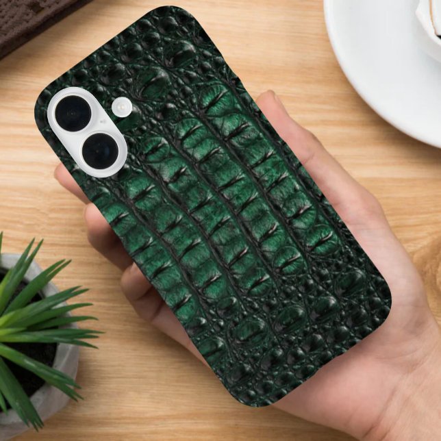Funda iPhone 16 Emerald Crocodile Leather Luxury Exotic  Skin (Subido por el creador)