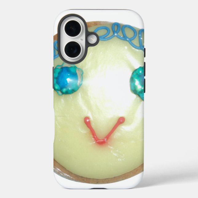 Funda iPhone 16 Emoji de pelo azul Arte Imprimir/Gráfico (Reverso )