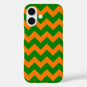 Funda iPhone 16 En todo Chevron Imprimir Kelly Green y Naranja