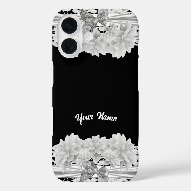 Funda iPhone 16 encaje blanco bonito (Reverso )