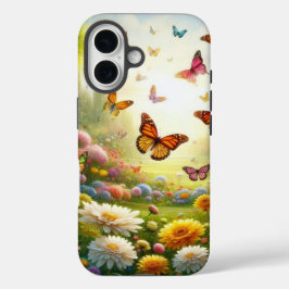 Funda iPhone 16 Encantador Jardín de Mariposas