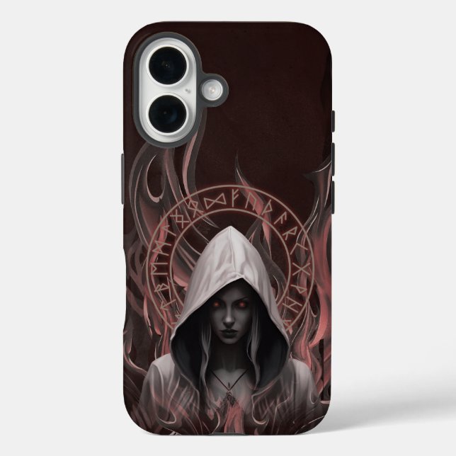 Funda iPhone 16 Encantador oscuro - Bruja capuchada mística (Reverso )