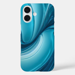 Funda iPhone 16 Energía Azul Líquida – Diseño de Flujo Abstracto