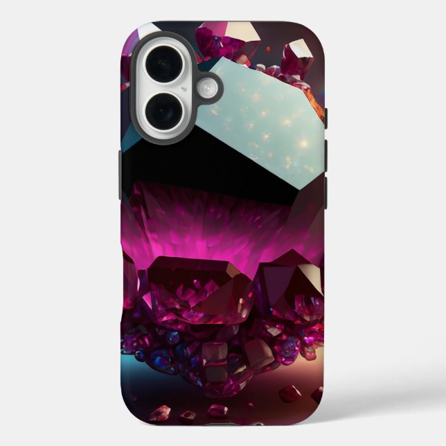 Funda iPhone 16 Enero Birthstone Garnet Glow Fantasy Crystal (Reverso )