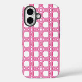 Funda iPhone 16 Enrejado de caña Chinoiserie en rosa