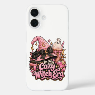 Funda iPhone 16 Era de Bruja Acogedora Halloween Rosa Lindo