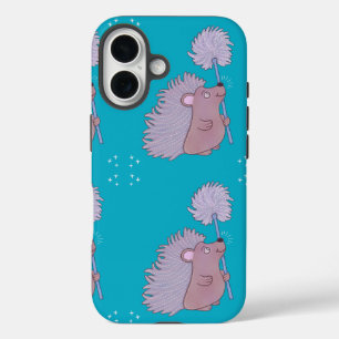 Funda iPhone 16 Erizo con Diente de León Encantadora Naturaleza