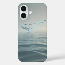 Funda iPhone 16 Esbozo de ballena fotorrealista minimalista
