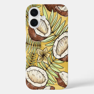 Funda iPhone 16 Esbozo tropical de coco Vibes de verano