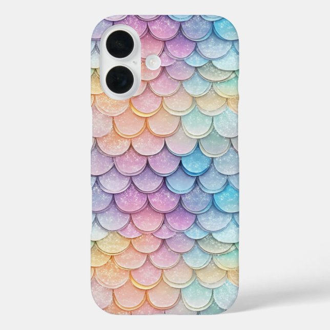 Funda iPhone 16 Escala de sirena Sparkly Pastel (Reverso )