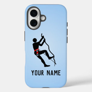 Funda iPhone 16 Escalado del escalador rockface desafiante, nombre