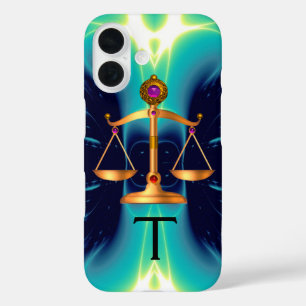 FUNDA iPhone 16 ESCALAS DE ORO DE LA LEY CON PIEDRAS DE GIMNASIO M