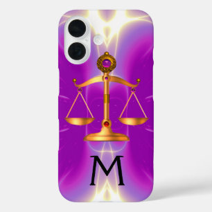 FUNDA iPhone 16 ESCALAS DE ORO DE LA LEY CON PIEDRAS DE GIMNASIO M