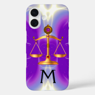 FUNDA iPhone 16 ESCALAS DE ORO DE LA LEY CON PIEDRAS DE GIMNASIO M
