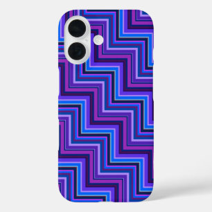 Funda iPhone 16 Escaleras de rayas azules y moradas