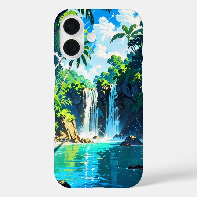 Funda iPhone 16 Escape de la isla tropical de Anime (Reverso )