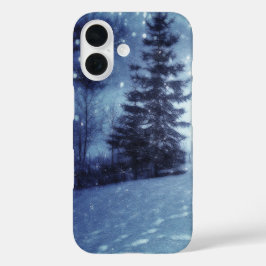Funda iPhone 16 Escena de invierno del bosque mágico iluminado por