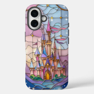 Funda iPhone 16 Escena del Castillo de Vidrio Manchado en Pastel H