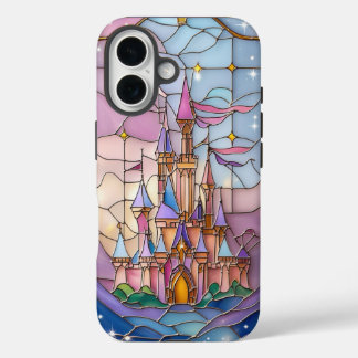 Funda iPhone 16 Escena del Castillo de Vidrio Manchado en Pastel H