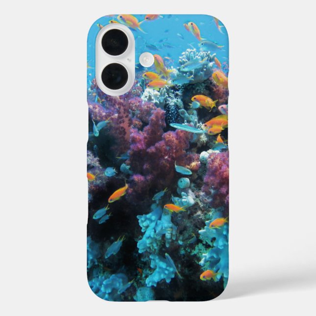 Funda iPhone 16 Escena submarina de coral rosa (Reverso )