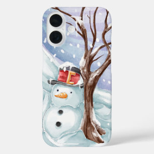 Funda iPhone 16 Escenario De Snowman E Invierno