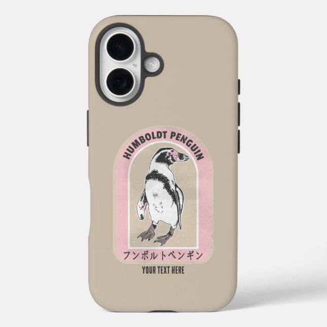 Funda iPhone 16 Escritura de pingüino humbolt en japonés (Reverso )