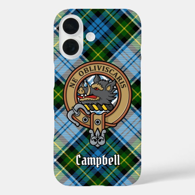 Funda iPhone 16 Escudo Campbell sobre el uso de Tartán (Reverso )