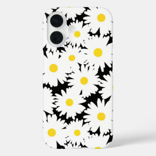 Funda iPhone 16 Espacio negativo Daisies amarillo blanco sobre neg