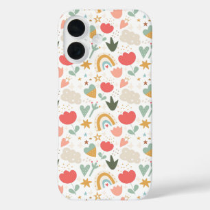 Funda iPhone 16 Espectacular patrón de guardería con nubes y estre