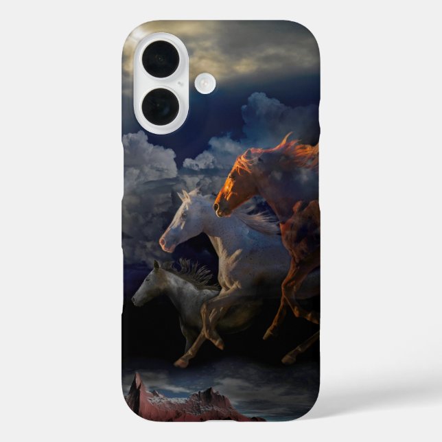 Funda iPhone 16 Espíritu de caballo salvaje "CORRE HASTA MAÑANA" (Reverso )