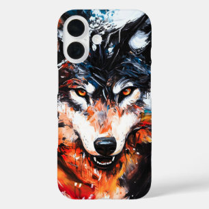 Funda iPhone 16 Espíritu de lobo salvaje abstracto
