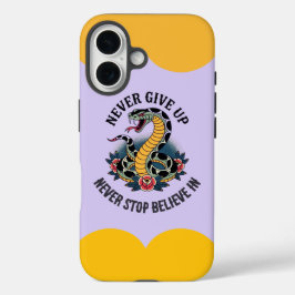 Funda iPhone 16 Espíritu Intrépido: Arte de Serpiente Audaz y Rosa