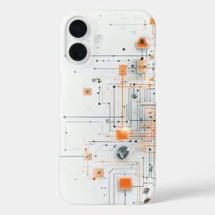 Funda iPhone 16 Esquema del núcleo naranja