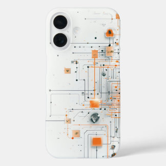 Funda iPhone 16 Esquema del núcleo naranja