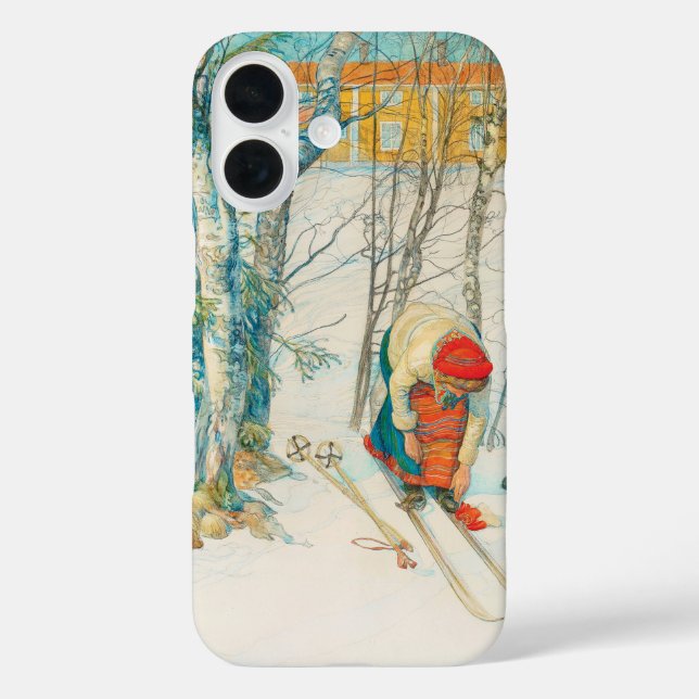 Funda iPhone 16 Esquí de invierno por Carl Larsson (Reverso )
