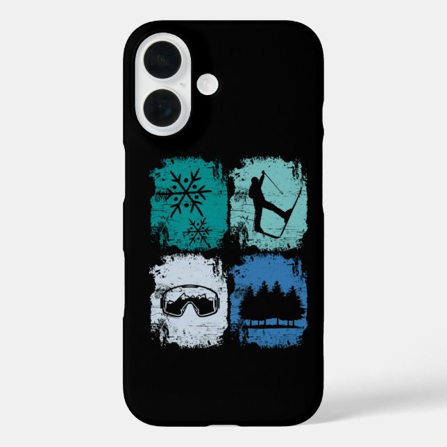 Funda iPhone 16 Esquiadores Esquí Deportes de Invierno (Reverso )